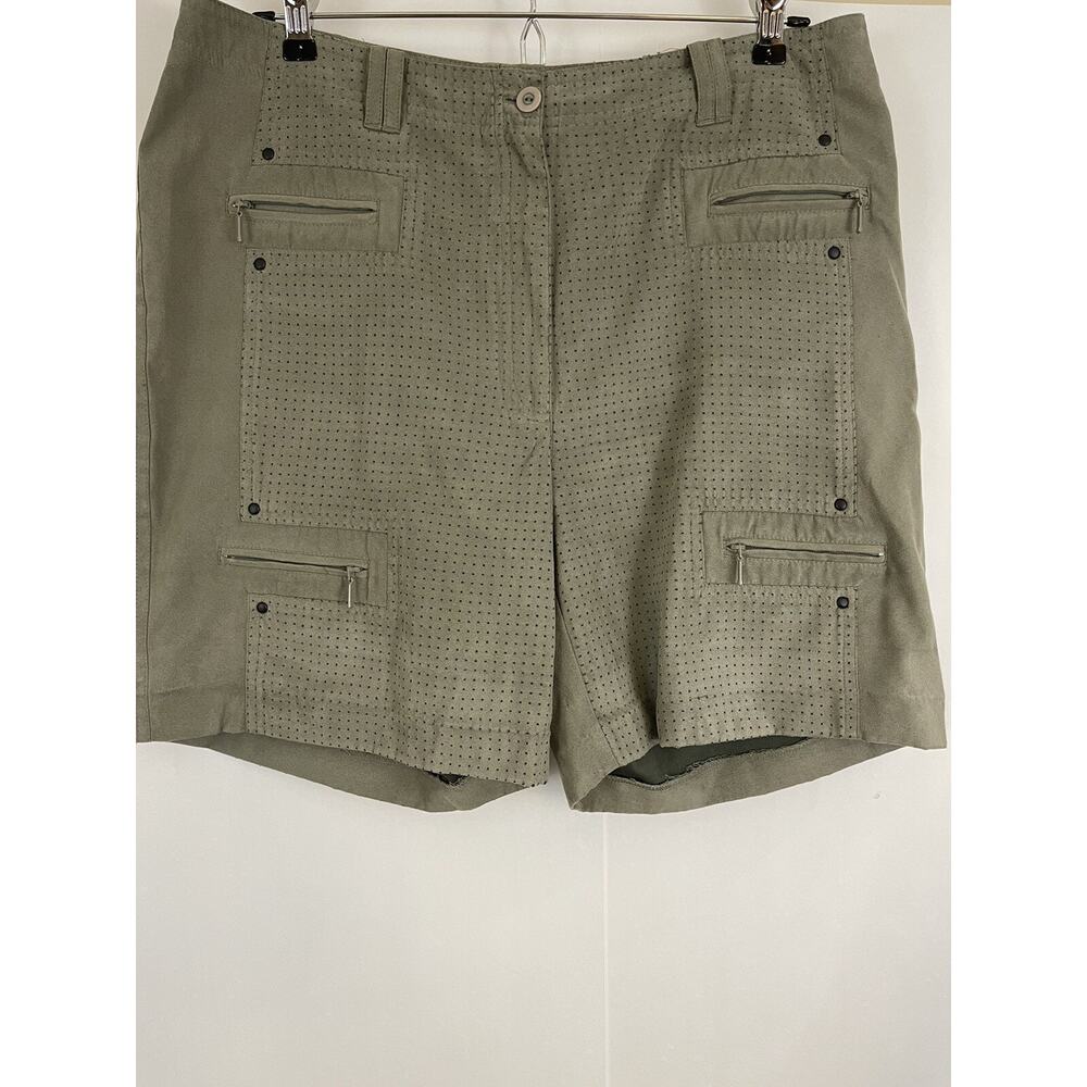 Jamie Sadock Women's Faux Micro Suede Golf Shorts Taupe Size 12‎ Artsy Modern